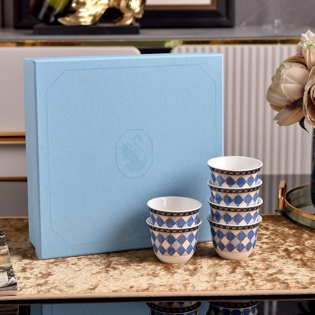 Swarovski Arabic coffee ghawa set of six cups - Image 3 of 6